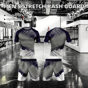 Conjunto de Rashguard de Manga Corta Elástico para Hombre, MMA, BJJ, Grappling, Transpirable, de Secado Rápido, 150 g/m², Estampado Digital, Spandex/Poliéster - Product Image 2