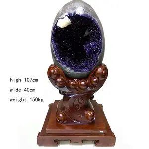 wholesale natural polished amethyst crystal dinosaur egg crystal geode for sale