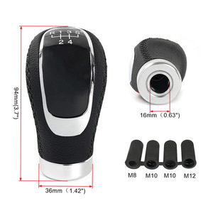 RASTP หัวเกียร์รถยนต์ PU หนังสีดำ 5 สปีด แบบแมนนวล ดีไซน์ตามหลักสรีรศาสตร์ M8 M10 M12 ฐานเกลียว - Product Image 1
