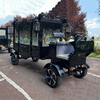 Carriage de cercueil noir tiré par des chevaux/corbillard chariot funéraire noir moderne George Antique Glass Coach chariot funéraire en vente