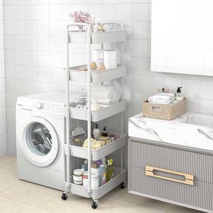 Slim Rolling Storage <b>Cart</b> with Wheels, Narrow Gap Organizer Adjustable Expandable Rack for Kitchen Bathroom Laundry - Product Image 4