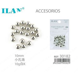 Perline Metalliche Ilan 10mm Foro Piccolo Bianco Oro Per Accessori Artigianali - Product Image 1