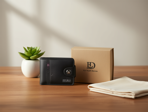 Portafoglio da uomo in pelle con chiusura a bottone singolo, senza fogli sfoderabili, set con confezione regalo, alla moda MHT 180311 - Product Image 2