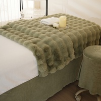 Ensemble de draps de lit de spa luxueux en polyester 100% de haute qualité, vert, super doux, pour table de massage de salon