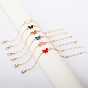 <b>Cute</b> Butterfly Charm <b>Bracelets</b> Gold Plated Alloy Women's Fashion Jewelry Adjustable For Daily Wear - Product Image 2