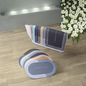 Oval <strong>Square</strong> <strong>Bath</strong> Bathroom Rug Anti Non-Slip Water Absorbent Floor Shower <strong>Mats</strong> Crystal Velvet Carpet with Rubber Door <strong>Mat</strong> - Product Image 3