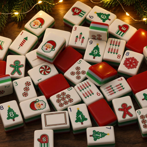 New <b>Red</b> Modern Four-layer Model 32 Christmas-themed American-style Mahjong Tiles <b>Cross</b>-border European American Acrylic - Product Image 3