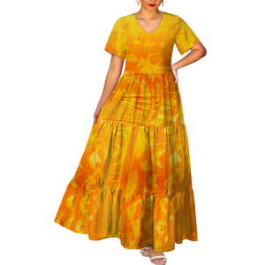 Robe décontractée tendance pour femme, col en V, manches courtes, motif tribal polynésien Elei, qualité supérieure, livraison immédiate - Product Image 4
