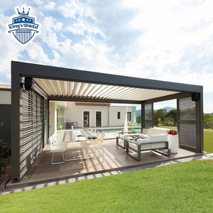 Gazebos 6*4 de alta calidad, retráctil, grande, alto, para <span class=keywords><strong>jardín</strong></span> al aire libre, techo con persianas, eléctrico, personalizado, piscina, arco de madera prefabricado - Product Image 4