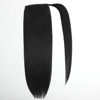 Extensions de queue de cheval 100% cheveux humains, à nouer avec un ruban, postiches lisses à clipser pour femmes