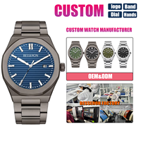 Vente en gros de montres mécaniques sur mesure pour hommes 42mm acier inoxydable 316L Japon 8215 mécanique Movt 5ATM étanche automatique