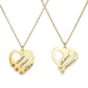 <span class=keywords><strong>Collana</strong></span> personalizzata placcata in oro 18K per la <span class=keywords><strong>festa</strong></span> <span class=keywords><strong>della</strong></span> <span class=keywords><strong>mamma</strong></span> con nome personalizzato di cristallo con zircone con pietra portafortuna a cuore - Product Image 1