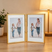 Cadre en métal double pliable avec verre, présentoir flottant double face, idéal pour les fleurs séchées, les spécimens, les photos, la décoration de bureau