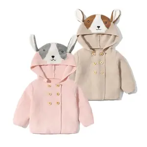 सर्दियों बच्चे बुना हुआ कार्डिगन hooded jacquard पैटर्न के साथ 100% कपास कार्डिगन स्वेटर के लिए लड़कियों