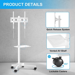 ML55AW 21"-60" 35kg Economy Mobile TV Stand Cart for LCD LED Flat Curved Panel Screen TV with <strong>Laptop</strong> <strong>Shelf</strong> Holds TV Mount - Product Image 4