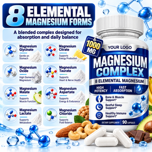 Cápsulas de Citrato de Magnesio Complejo 8 Elementos, Marca Privada OEM ODM, Absorción Rápida, Energía Duradera, Concentración en la Mediodía, Contra la Fatiga - Product Image 2