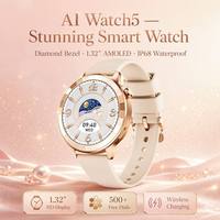 Smartwatch AI Watch 5 con Display AMOLED da 1.32 Pollici, Impermeabile IP68, ChatGPT, Controllo Vocale, WhatsApp, NFC, Monitoraggio Salute, Chiamate BT, Ricarica Wireless, Vendita all'Ingrosso