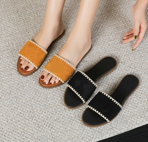 Sandales à motif tissé tendance pour femmes de marque avec logo métallique, pantoufles en cuir, <span class=keywords><strong>chaussures</strong></span> plates décontractées à enfiler, <span class=keywords><strong>chaussures</strong></span> ouvertes - Product Image 6