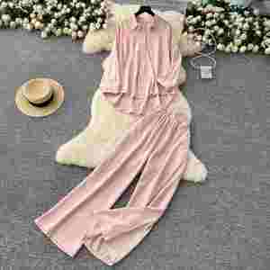 Ensemble décontracté 2 pièces pour femmes, haut asymétrique et ensemble taille haute, survêtements de jogging en gros - Product Image 1