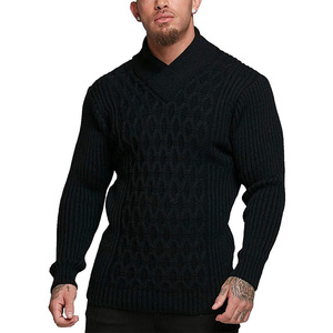 Suéteres para hombres <span class=keywords><strong>Slim</strong></span> <span class=keywords><strong>Fit</strong></span> Medio <span class=keywords><strong>cuello</strong></span> <span class=keywords><strong>alto</strong></span> Retro Hooked Flower Sweater Camisa de punto de manga larga de color sólido para hombres - Product Image 6