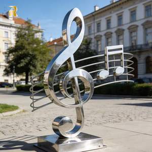 Escultura de <span class=keywords><strong>Nota</strong></span> <span class=keywords><strong>Musical</strong></span> Grande de Acero Inoxidable RELONG, Estatua de Símbolo de <span class=keywords><strong>Sol</strong></span> de Metal, Estilo Moderno Abstracto para Exteriores - Product Image 3