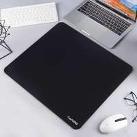 Tapis de souris en verre étanche noir avec base en PU antidérapante, tapis de souris en caoutchouc