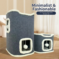 Arbre à chat en sisal, type cabane, avec compartiment intime, sûr, chaud, écologique, coloré, emballé en carton, utilisable quatre saisons
