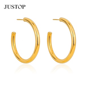 Aros de moda OEM/OEM, impermeables, de acero inoxidable, chapados en oro, hipoalergénicos, proveedor de joyería de moda, aretes dorados - Product Image 6