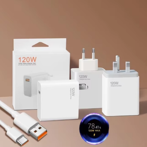 Cargador Rápido PD QC3.0 33W 67W 120W Adaptador de Corriente Enchufe US/EU con Cable de Datos y Carga USB Tipo C de 6A para Teléfonos HUAWEI Xiaomi - Product Image 1