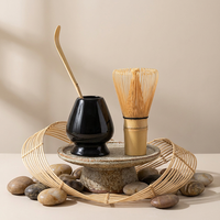 Ensemble de thé matcha élégant et durable de style dynastie Song, trois pièces, avec fouet en bambou, outil à café et thé, joli cadeau