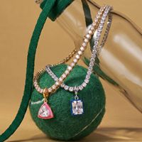 Nouveau Collier Tennis en Acier Inoxydable avec Zircon Oeil de Cheval et Diamants Entiers, Idéal pour Mariage, Banquet, Rendez-vous Galant, Cadeau Bijou Tendance