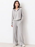 Ensemble sweat à capuche demi-zippé et pantalon large pour femme