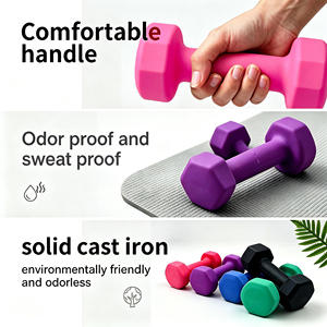 Haltère hexagonal en PVC enduit <span class=keywords><strong>de</strong></span> 2 kg avec surface antidérapante et plateau <span class=keywords><strong>de</strong></span> rangement, design compact pour les petites salles <span class=keywords><strong>de</strong></span> sport à domicile et les appartements - Product Image 5