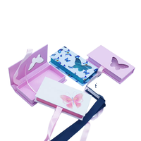 Boîte cadeau personnalisée rose et bleue avec fenêtre découpée en forme de papillon pour cosmétiques et cadeaux, vente en gros