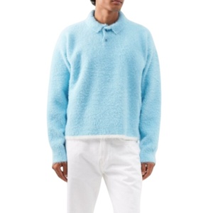 <span class=keywords><strong>Pull</strong></span> Polo Homme en Tricot Moelleux et Doux à Col Polo, Style Mohair Brossé en Fausse Fourrure, Confectionné par un Fabricant OEM de Tricots Personnalisés - Product Image 2
