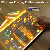 Tableau LED 3D personnalisé à éclairage nocturne, directement de l'usine, tableau de messages en acrylique effaçable, surface réinscriptible pour tableau blanc DIY en gros