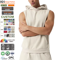 Sweat-shirt sans manches en molleton français pour homme avec logo personnalisé, style streetwear, tricoté, décontracté, pour le sport