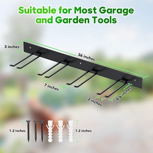 Organisateur de rangement d'outils de Garage <span class=keywords><strong>support</strong></span> <span class=keywords><strong>mural</strong></span>, <span class=keywords><strong>support</strong></span> de rangement d'outils de jardin, crochets en acier robustes pour pelles, râteaux, balais, tuyaux - Product Image 3