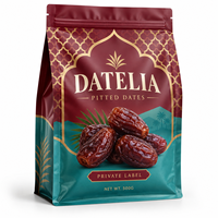 Sachet d'emballage personnalisé pour dattes dénoyautées, pochette verticale refermable avec fermeture éclair, plastique alimentaire haute barrière pour fruits secs, marque privée