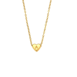 Collana minimalista piccola collana iniziale di amore in acciaio inossidabile placcato oro 18k <span class=keywords><strong>Mini</strong></span> collana con ciondolo a forma di cuore - Product Image 1