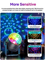 Lumière stroboscopique DJ colorée activée par la musique avec télécommande, boule lumineuse DiscoMagic pour fête, maison, anniversaire, mariage, bar