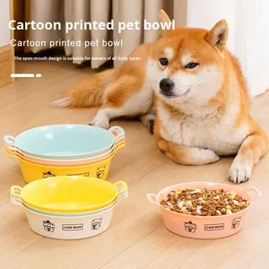 New <strong>Dog</strong> &amp; Cat Food/Water <strong>Bowl</strong> with Handle PP Material Cute Cartoon <strong>Round</strong> Design Various Sizes - Product Image 1