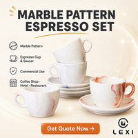 Ensemble élégant de tasses et soucoupes à expresso en céramique à motif marbré pour les cafés, les hôtels, les restaurants, l'usage commercial et les cadeaux