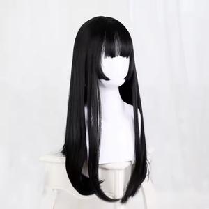 วิกผมยาวตรงสีดำธรรมชาติสำหรับคอสเพลย์อนิเมะสไตล์โลลิต้า  วิกผมสังเคราะห์  ลดราคา - Product Image 2
