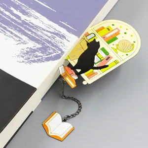 Metal kalıp kesim kişiselleştirilmiş 3D sevimli kitap işaretleri paslanmaz çelik Anime süblimasyon özel Metal manyetik promosyon imleri