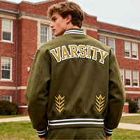 Blousons universitaires vintage de haute qualité pour hommes, grande taille, en laine, avec logo brodé en chenille, style streetwear, pour l'automne