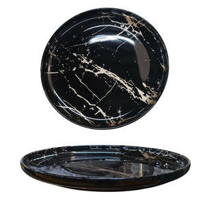 Plaque plate en porcelaine noire LINA MARBLE, DIAM. 26CM, EFFET MARBRE NOIR - Product Image 1