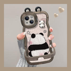 Gran oferta Panda Ear Doll soporte Invisible silicona Wave Edge TPU funda de teléfono para Vivo X50 X60 X70 <span class=keywords><strong>X90</strong></span> X100 S16 S17 S19 S20 - Product Image 2