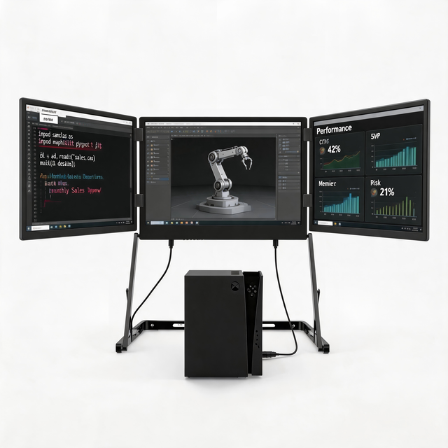 Extra Screen for Laptop Triple 16 Inch Portable Display 2.5K IPS High Brightness Aluminum Housing Plug&Play for Desktop Phone