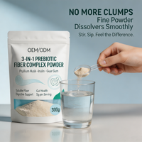 Poudre de complexe de fibres de psyllium, inuline et gomme de guar, marque privée OEM, 5g de fibres solubles, soutien digestif et santé intestinale, 300g